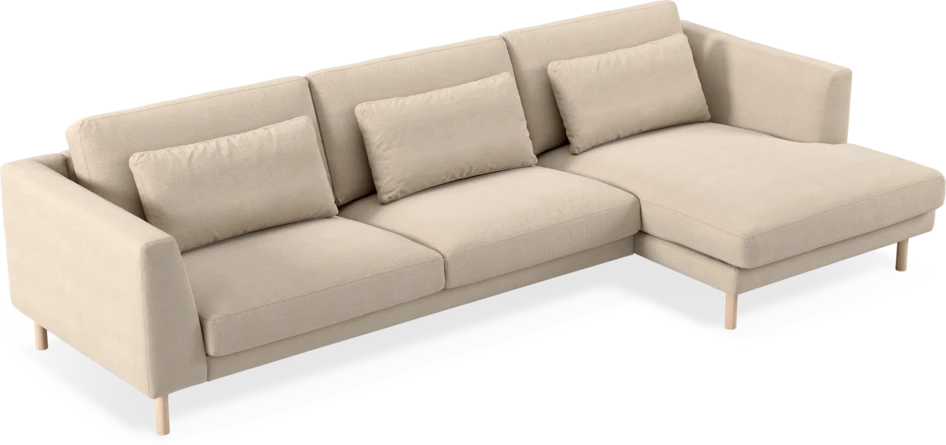 Willow - 3-sits soffa med schäslong höger, fast klädsel - Beige
