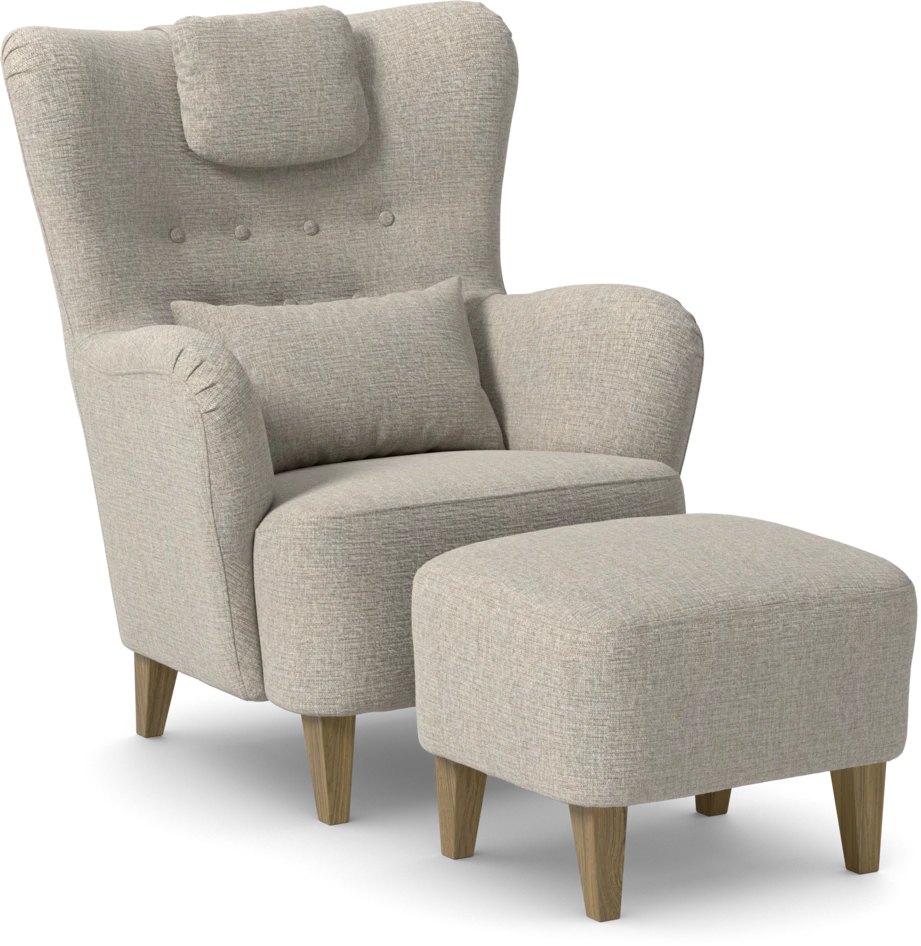 Elin - Fåtölj med fotpall - Beige