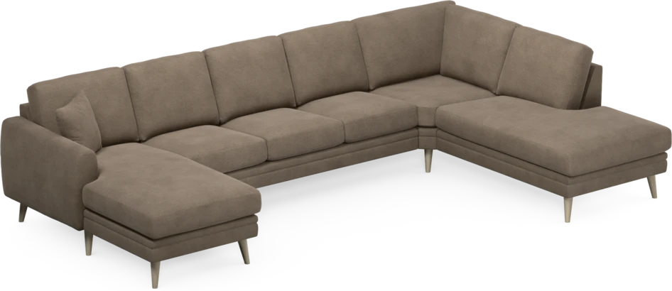 Eden - 3-sits soffa med schäslong vänster och divan höger - Brun