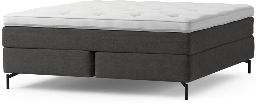 Delux Sense - Kontinentalsäng, dubbelsäng med bäddmadrass och sängben - Grå