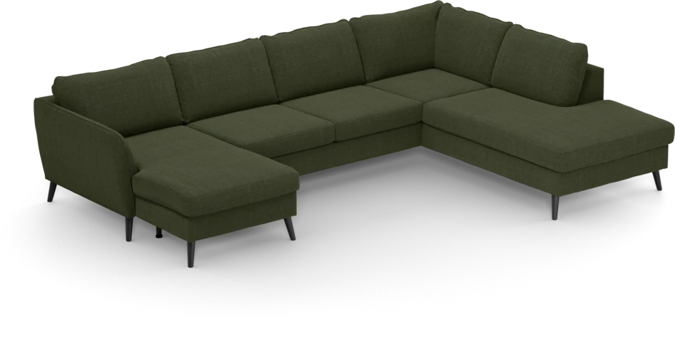 County - 3-sits soffa med schäslong vänster och divan höger - Grön