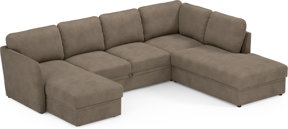Öland - Bäddsoffa med schäslong vänster och divan höger - Brun