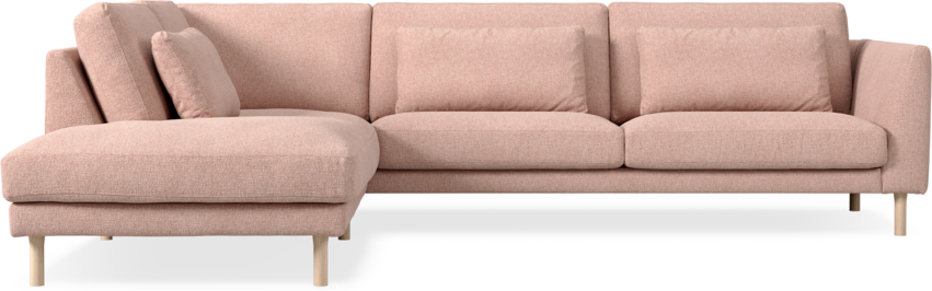 Willow - 3-sits soffa med divan vänster, fast klädsel - Rosa
