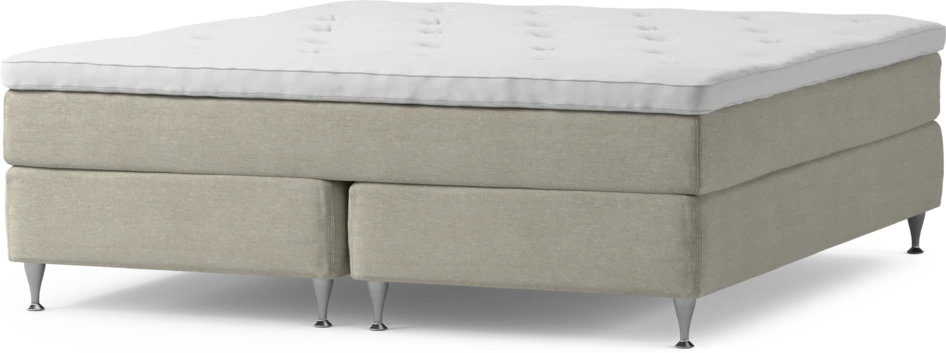 Delux Sense - Kontinentalsäng, dubbelsäng med bäddmadrass och sängben - Beige