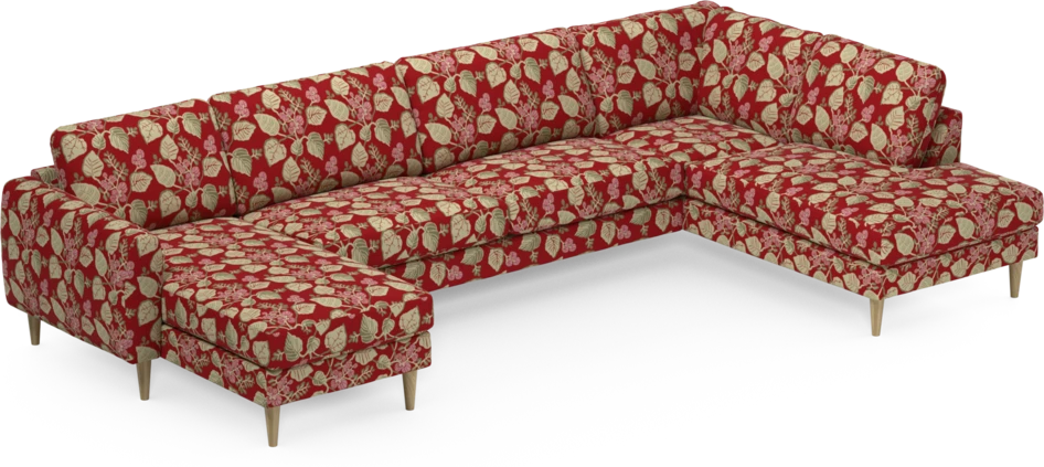 Bridge - 3-sits soffa med schäslong vänster och divan höger - Röd