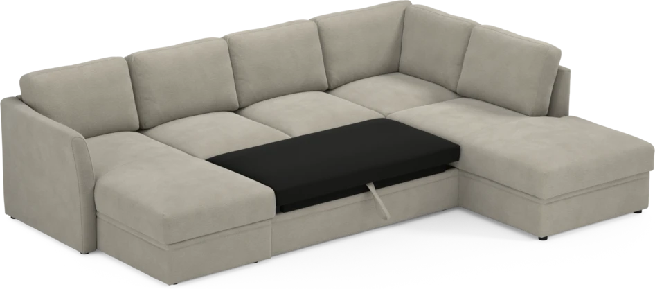 Öland - Bäddsoffa med schäslong vänster och divan höger - Brun
