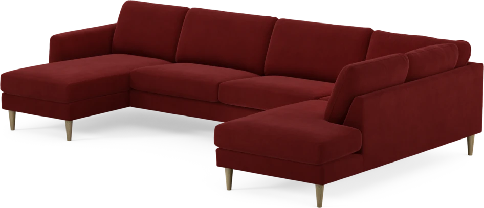 Bridge - 3-sits soffa med schäslong vänster och divan höger - Röd