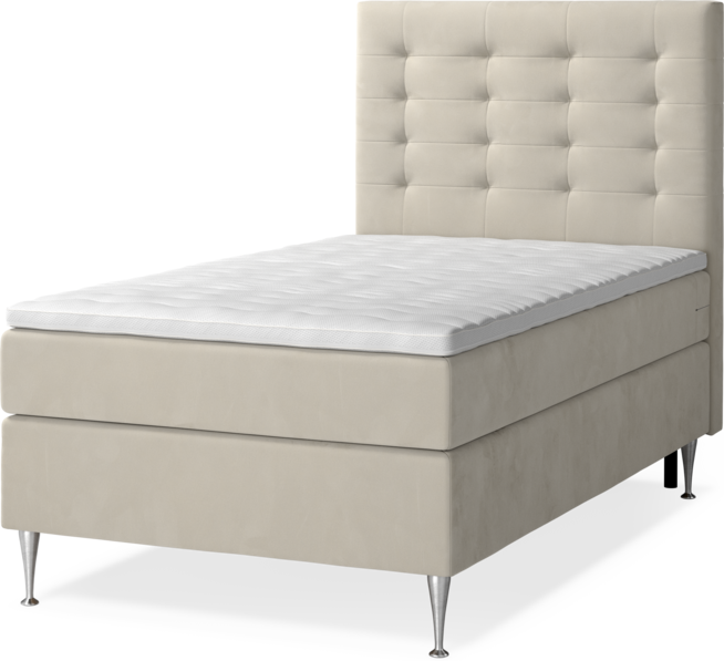 New York - Kontinentalsäng, enkelsäng med bäddmadrass och sänggavel trensad - Beige