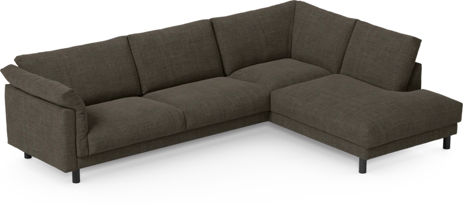 Cherrie - 3-sits soffa med divan höger, fast klädsel - Brun