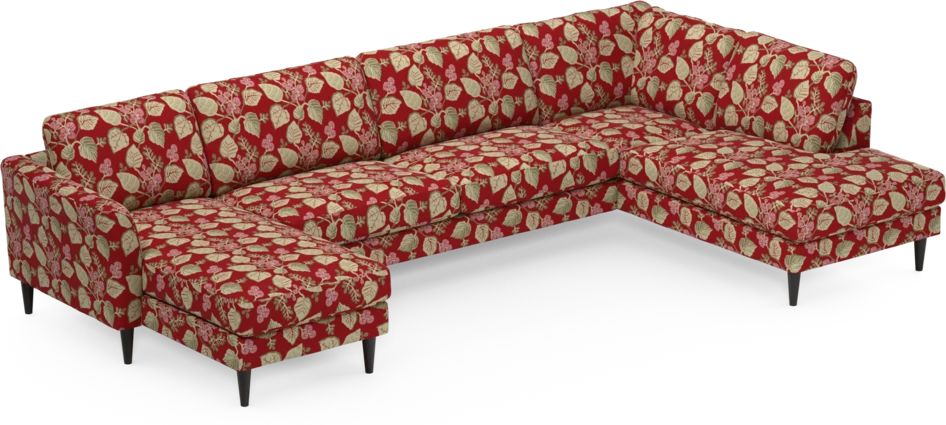 Bridge - 3-sits soffa med schäslong vänster och divan höger - Röd