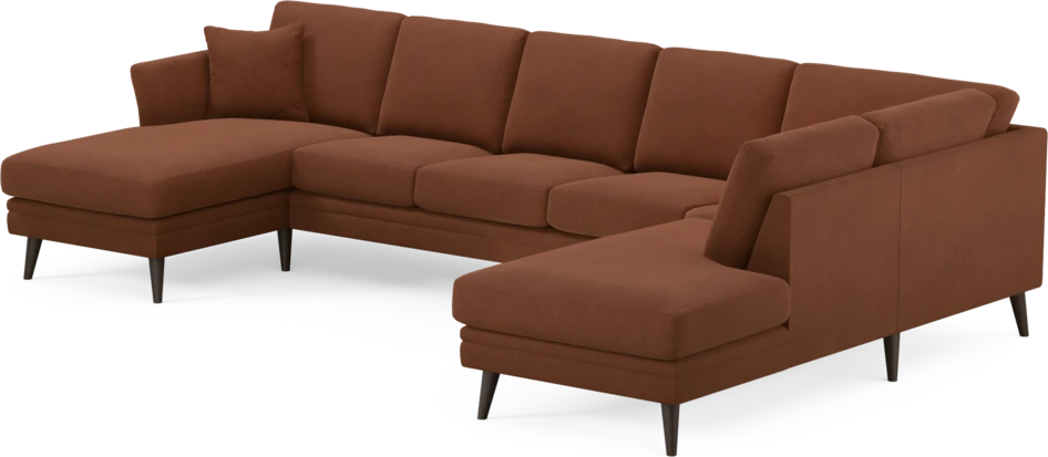 Eden - 3-sits soffa med schäslong vänster och divan höger - Orange