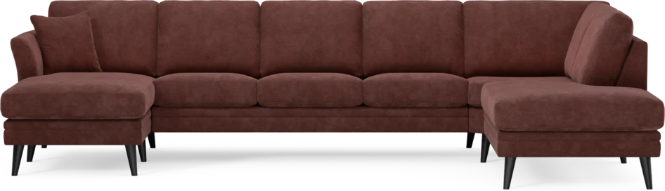 Eden - 3-sits soffa med schäslong vänster och divan höger - Röd