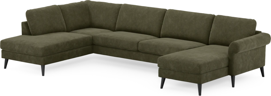 Bridge - 3-sits soffa med divan vänster och schäslong höger - Grön