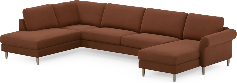 Bridge - 3-sits soffa med divan vänster och schäslong höger - Orange