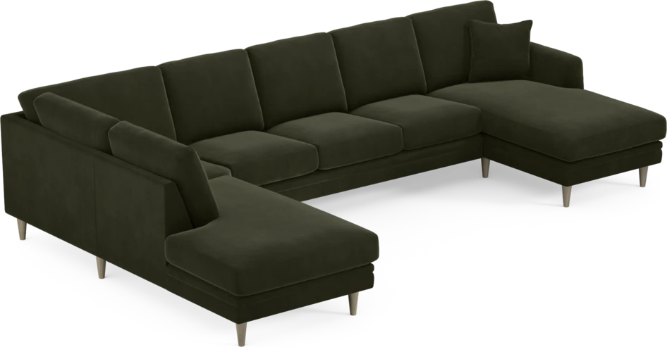 Eden - 3-sits soffa med divan vänster och schäslong höger - Grön