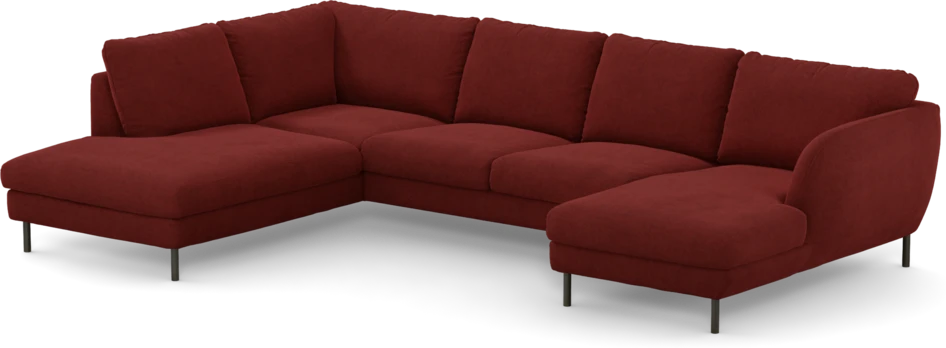 Madison Lux - 2-sits soffa med divan vänster och schäslong höger - Röd