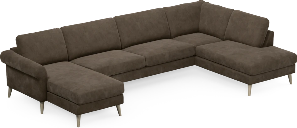 Bridge - 3-sits soffa med schäslong vänster och divan höger - Brun