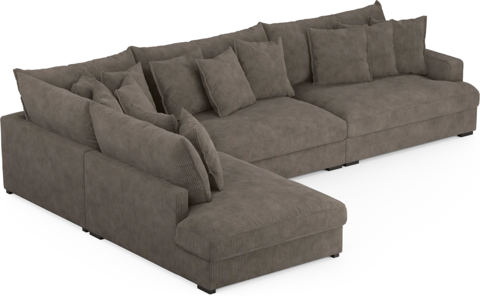 Rossi - 4-sits soffa med divan vänster - Brun