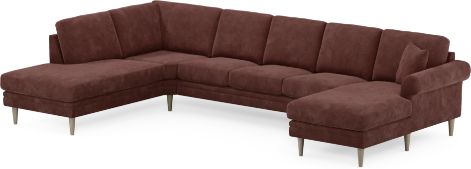Eden - 3-sits soffa med divan vänster och schäslong höger - Röd