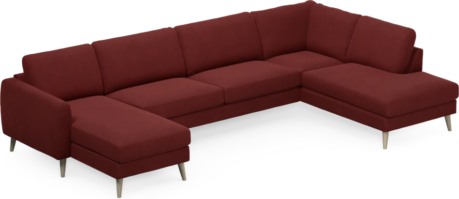 Bridge - 3-sits soffa med schäslong vänster och divan höger - Röd