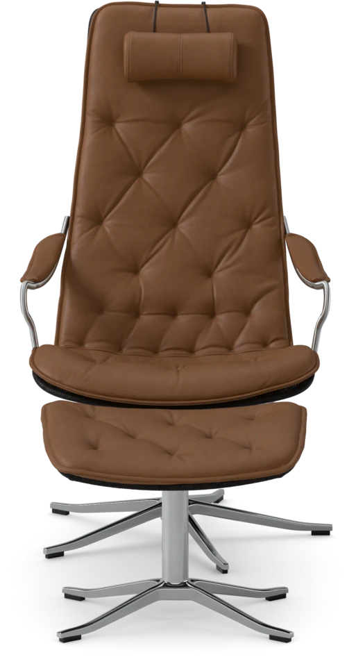 Moore - Fåtölj och fotpall - Brun