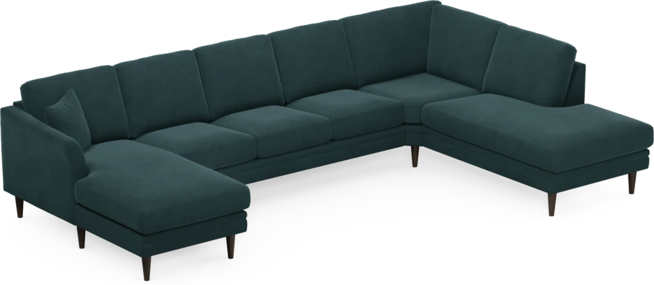 Eden - 3-sits soffa med schäslong vänster och divan höger - Blå