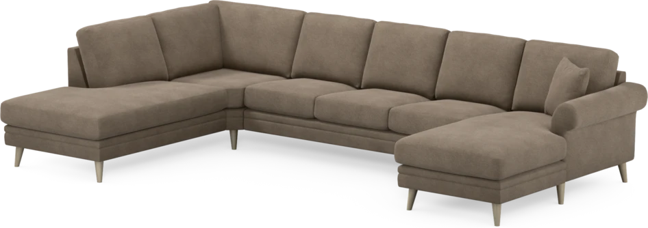 Eden - 3-sits soffa med divan vänster och schäslong höger - Brun