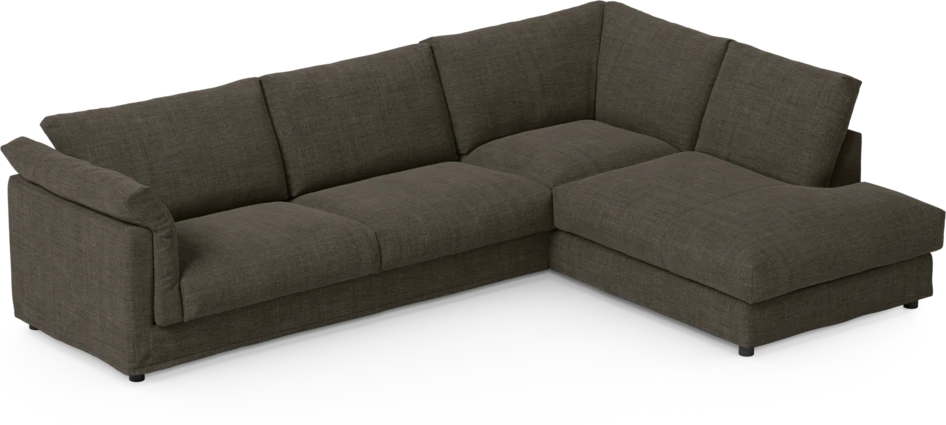 Cherrie - 3-sits soffa med divan höger, med kappa - Brun