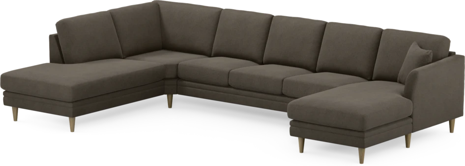 Eden - 3-sits soffa med divan vänster och schäslong höger - Brun
