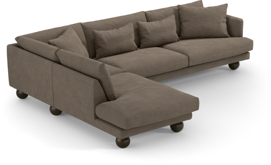 Harper - 3-sits soffa med divan vänster - Brun