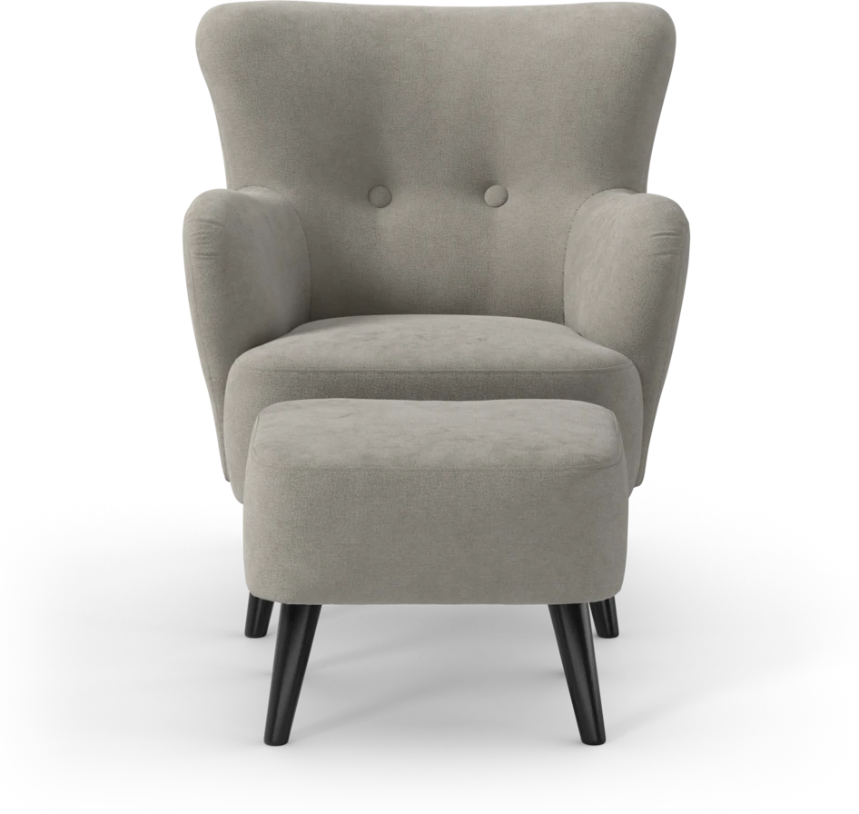 Timmy - Fåtölj med fotpall - Grå