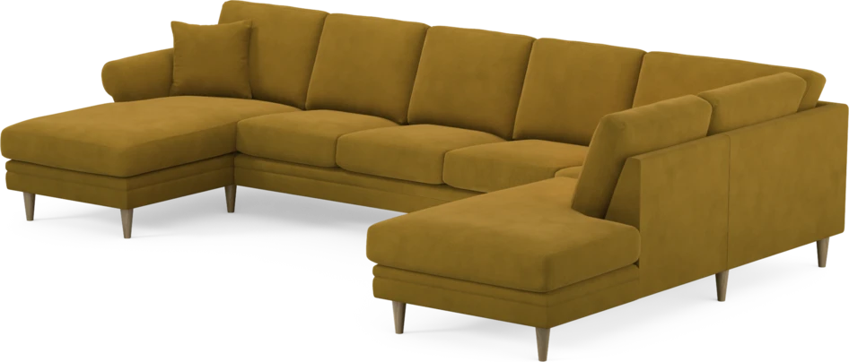 Eden - 3-sits soffa med schäslong vänster och divan höger - Gul