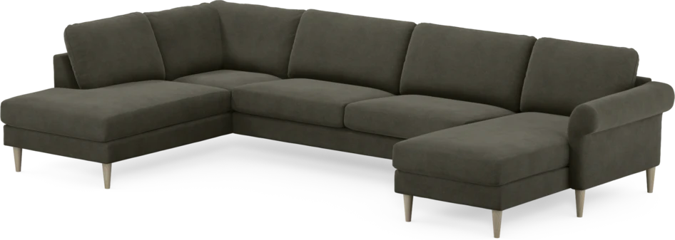 Bridge - 3-sits soffa med divan vänster och schäslong höger - Grå
