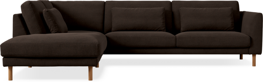 Willow - 3-sits soffa med divan vänster, fast klädsel - Brun
