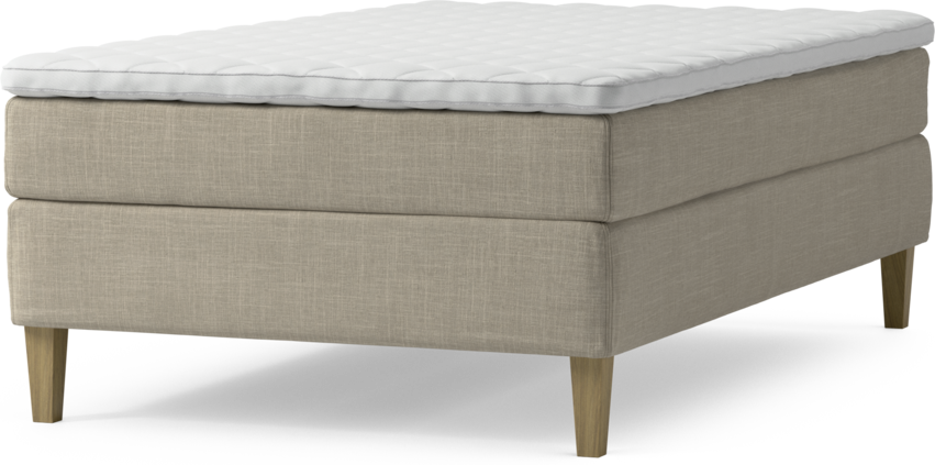 Delux Sense - Kontinentalsäng, enkelsäng 120 cm med bäddmadrass och sängben - Beige