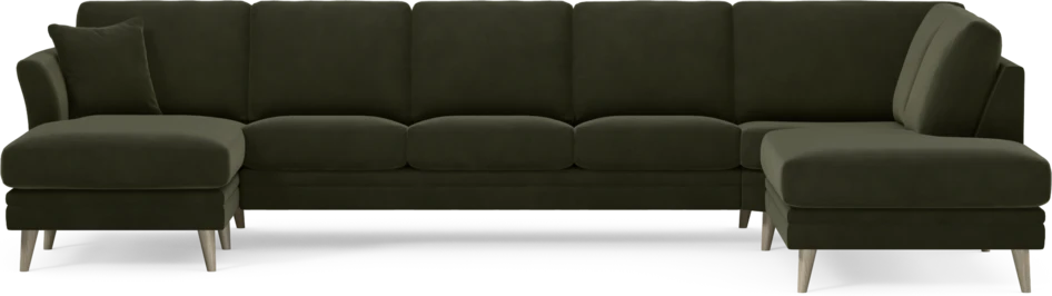 Eden - 3-sits soffa med schäslong vänster och divan höger - Grön