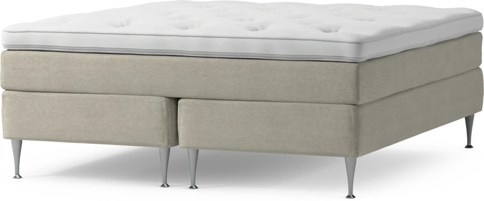 Delux Sense - Kontinentalsäng, dubbelsäng med bäddmadrass och sängben - Beige