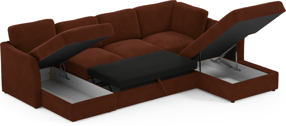 Öland - Bäddsoffa med schäslong vänster och divan höger - Orange