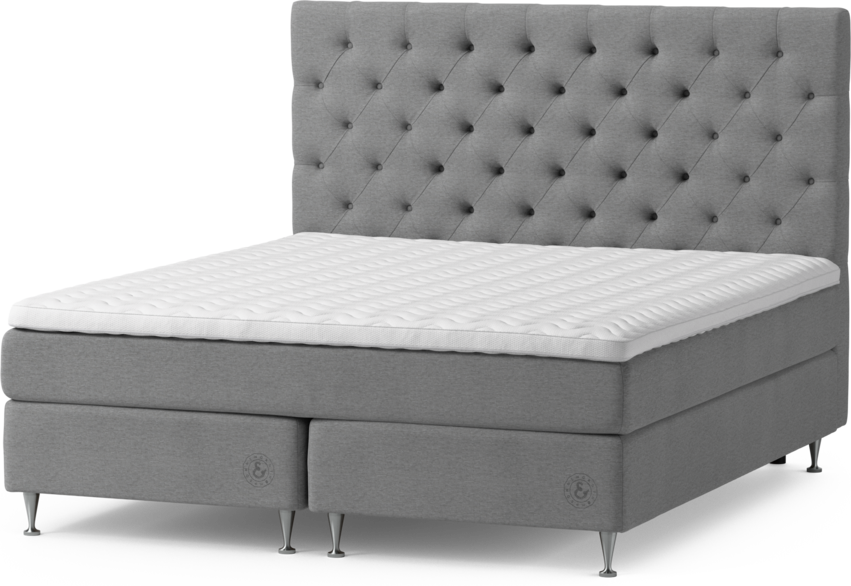 Särö Comfort - Kontinentalsäng, dubbelsäng med bäddmadrass, sängben och Pikerad XL sänggavel