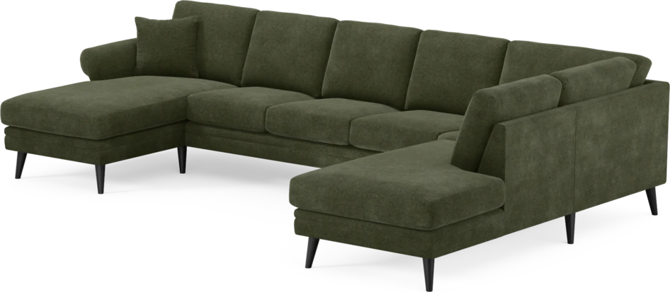 Eden - 3-sits soffa med schäslong vänster och divan höger - Grön