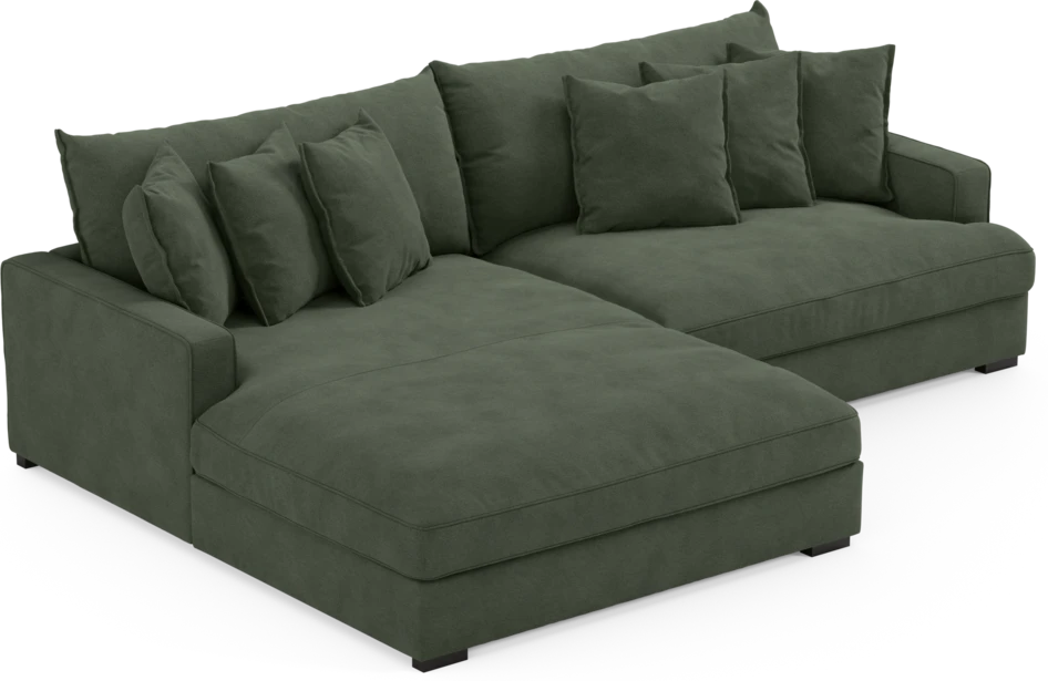 Rossi - 2-sits soffa med schäslong XL vänster - Grön