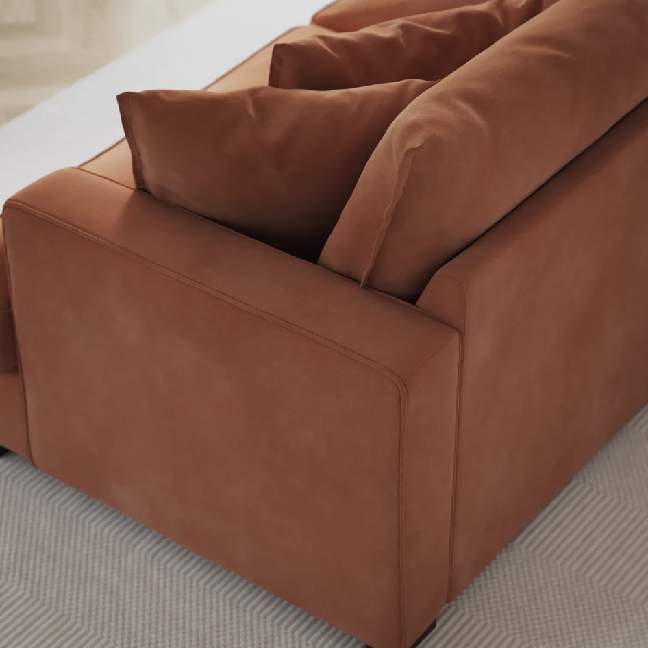 Mila - 3-sits soffa med divan höger - Orange