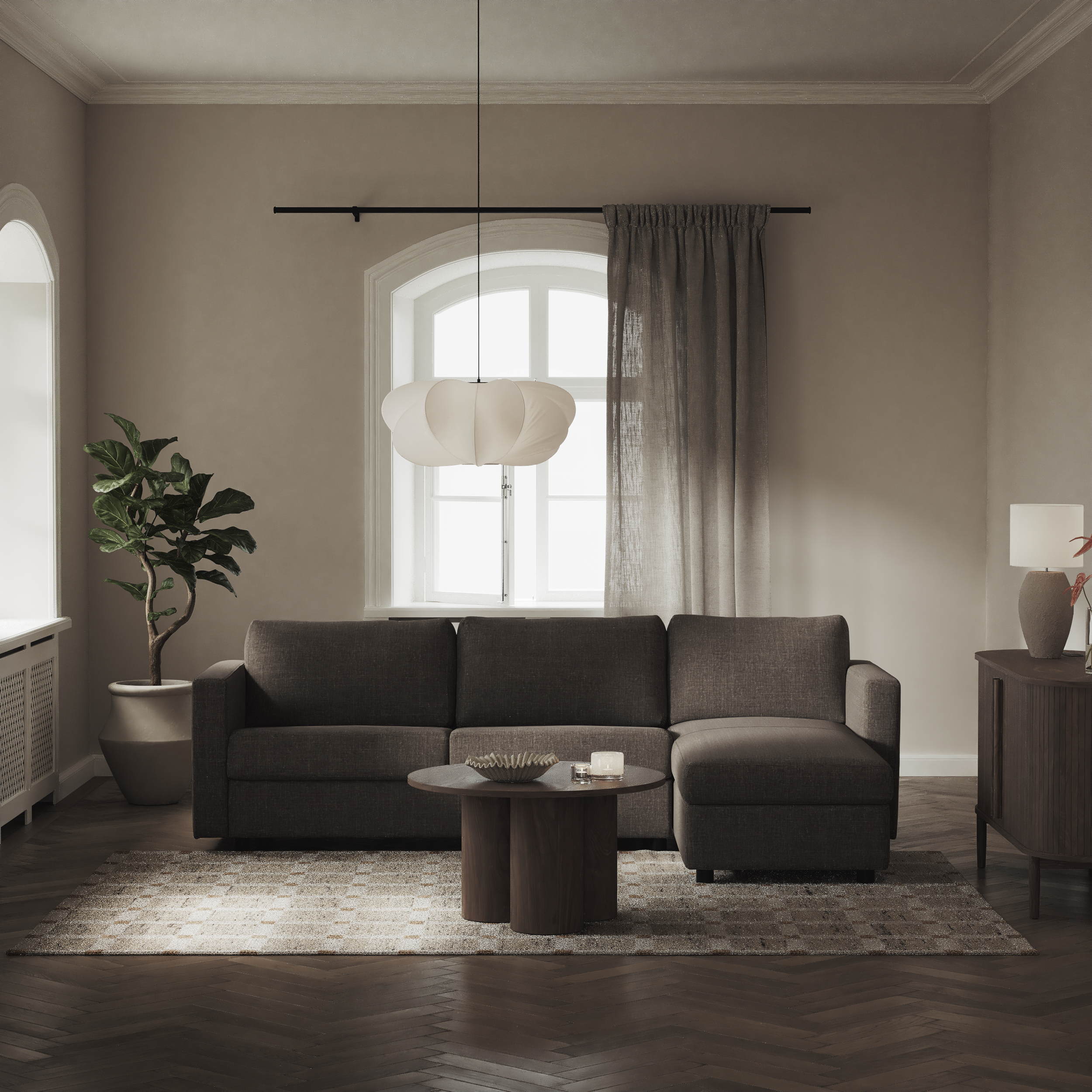 Lindö - Bäddsoffa 2,5-sits med schäslong, vändbar - inspiration