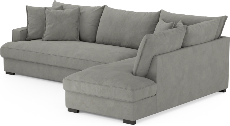 Mila - 3-sits soffa med divan höger, hel dyna - Grå
