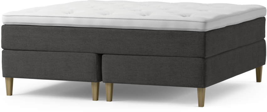 Delux Dream - Kontinentalsäng, dubbelsäng med bäddmadrass och sängben - Grå