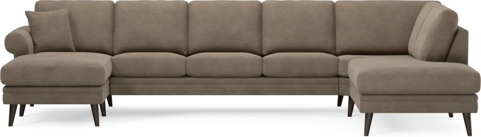 Eden - 3-sits soffa med schäslong vänster och divan höger - Brun