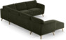 Bridge - Hörnsoffa, 3+2-sits med schäslong vänster - Grön