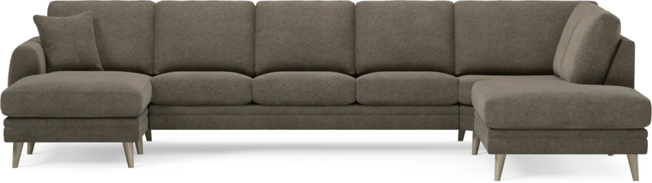 Eden - 3-sits soffa med schäslong vänster och divan höger - Brun