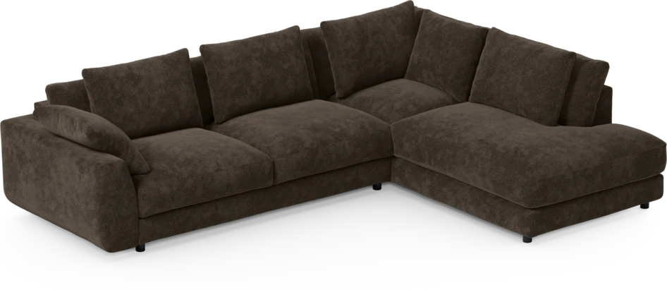Amie - 3-sits med divan höger - Brun