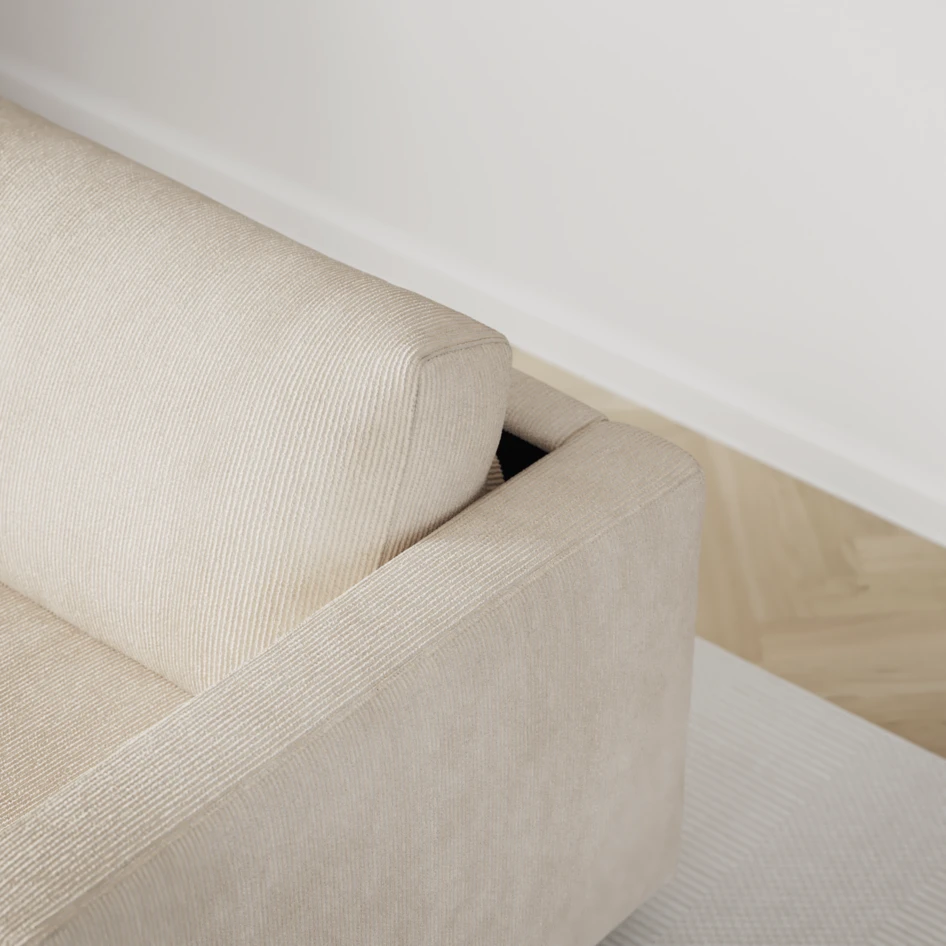Lindö - Bäddsoffa 2,5-sits med schäslong, vändbar - Beige